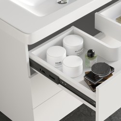 Pair de coulisses pour tiroirs, à billes, 45 x 600 mm, sortie totale, fermeture amortie, Noir, 5 pcs. 