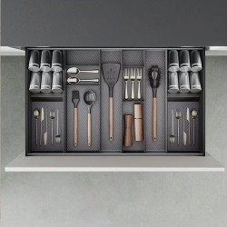 Organisateur Orderbox pour tiroir, 150x470 mm, Gris anthracite, Acier et Bois 