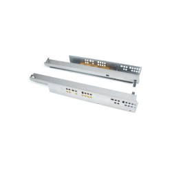 Coulisses invisibles Silver pour tiroirs à sortie totale avec systéme push, 450, Zingué, Acier 