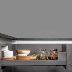 Tiroir extérieur Vertex 40 kg hauteur 93 mm avec côtés en verre, 500, Gris anthracite, Acier et Aluminium et Verre, 1 kit 