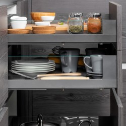 Tiroir extérieur Vertex 40 kg hauteur 131 mm avec côtés en verre, 500, Gris anthracite, 1 kit 