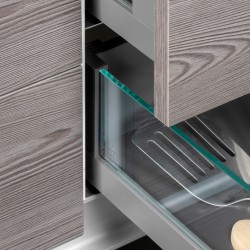 Tiroir extérieur Vertex 40 kg hauteur 131 mm avec côtés en verre, 500, Gris anthracite, 1 kit 