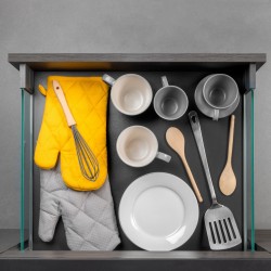 Tiroir extérieur Vertex 40 kg hauteur 131 mm avec côtés en verre, 500, Gris anthracite, 1 kit 