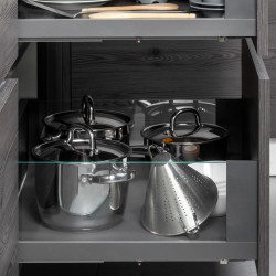 Tiroir extérieur Vertex 40 kg hauteur 178 mm avec côtés en verre, 450, Gris anthracite, 1 kit 