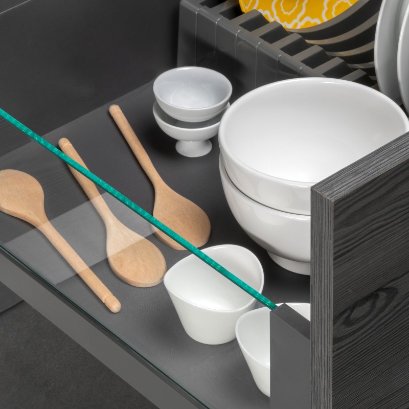 Tiroir extérieur Vertex 40 kg hauteur 178 mm avec côtés en verre, 500, Gris anthracite, 1 kit 