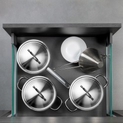 Tiroir extérieur Vertex 40 kg hauteur 178 mm avec côtés en verre, 500, Gris anthracite, 1 kit 