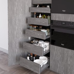 Tiroir extérieur Vertex 40 kg hauteur 178 mm avec côtés en verre, 500, Gris anthracite, 1 kit 