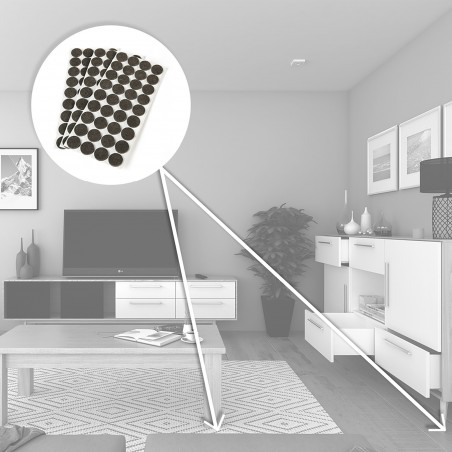 Patins en feutre adhésifs pour meubles, circulaires, D. 30 mm, 10 ut. 