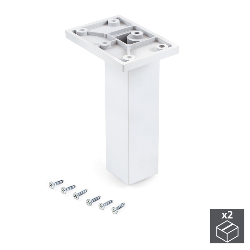 Pied pour meubles, central, réglable 140 - 150 mm, Plastique, Blanc, 2 u. 