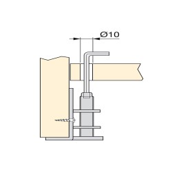 Vérin de réglage pour meubles, réglage intérieur, M10, hauteur 46 mm, Acier et plastique, 10 ut. 