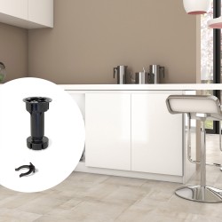 Kit pied réglable avec base pré-assemblée pour meuble, réglable 98 - 115 mm, Plastique, Noir, 10 kit. 