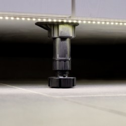 Kiet Pied réglable avec base pré-assemblée pour meuble, réglable 148 - 165 mm, Plastique, Noir, 10 Kit. 