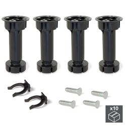 Kiet Pied réglable avec base pré-assemblée pour meuble, réglable 148 - 165 mm, Plastique, Noir, 10 Kit. 