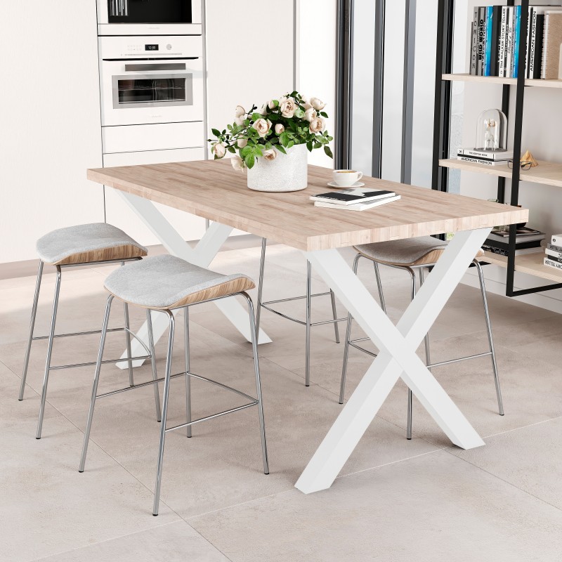 Pieds Cross pour table, 695, Peint en blanc, Acier, 2 u 