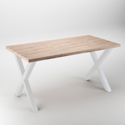 Pieds Cross pour table, 695, Peint en blanc, Acier, 2 u 