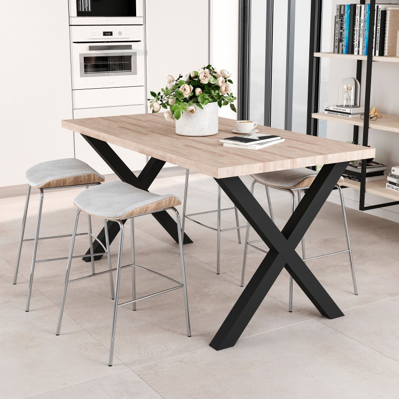Pieds Cross pour table, 695, Peint en noir, Acier, 2 u 
