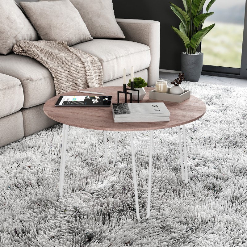 Pieds Hairpin de 2 barres par table, 400, Peint en blanc, Acier, 4 u 