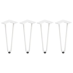 Pieds Hairpin de 2 barres par table, 400, Peint en blanc, Acier, 4 u 