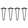 Pieds Hairpin de 2 barres par table, 400, Peint en noir, Acier, 4 u 