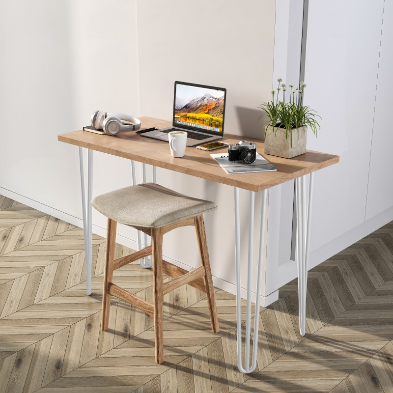 Pieds Hairpin de 3 barres par table, 710, Peint en blanc, Acier, 4 u 