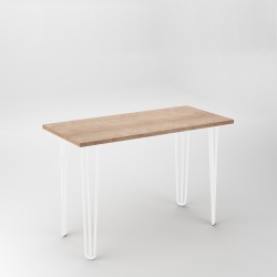 Pieds Hairpin de 3 barres par table, 710, Peint en blanc, Acier, 4 u 