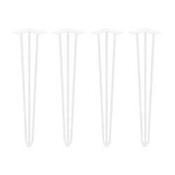Pieds Hairpin de 3 barres par table, 710, Peint en blanc, Acier, 4 u 