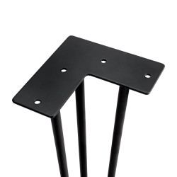 Pieds Hairpin de 3 barres par table, 710, Peint en noir, Acier, 4 u 