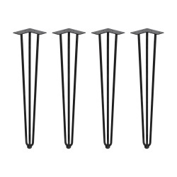Pieds Hairpin de 3 barres par table, 710, Peint en noir, Acier, 4 u 