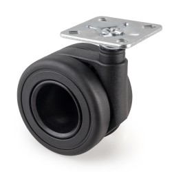 Kit roulettes Hole avec plétine de montage, Ø 65, Peint en noir, Acier et Plastique, 1 ut. 