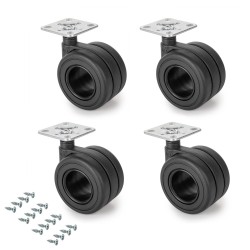 Kit roulettes Hole avec plétine de montage, Ø 65, Peint en noir, Acier et Plastique, 1 ut. 