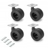 Kit roulettes Hole avec plétine de montage, Ø 65, Peint en noir, Acier et Plastique, 1 ut. 