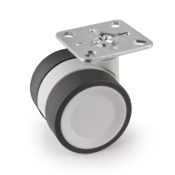 Kit roulettes Bowl 2 avec plétine de montage, Ø 50, Acier et Plastique, 1 ut. 