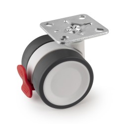 Kit roulettes Bowl 2 avec plétine de montage, Ø 50, Acier et Plastique, 1 ut. 