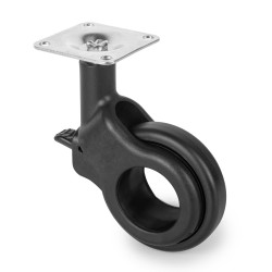 Kit roulettes Hole 2 avec plétine de montage, Ø 60, Peint en noir, Acier et Plastique, 1 ut. 