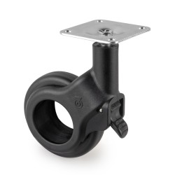 Kit roulettes Hole 2 avec plétine de montage, Ø 60, Peint en noir, Acier et Plastique, 1 ut. 