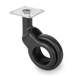 Kit roulettes Hole 2 avec plétine de montage, Ø 60, Peint en noir, Acier et Plastique, 1 ut. 