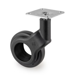 Kit roulettes Hole 2 avec plétine de montage, Ø 60, Peint en noir, Acier et Plastique, 1 ut. 