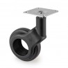 Kit roulettes Hole 2 avec plétine de montage, Ø 60, Peint en noir, Acier et Plastique, 1 ut. 