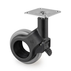 Kit roulettes Hole 2 avec plétine de montage, Ø 60, Plastique gris, Acier et Plastique, 1 ut. 