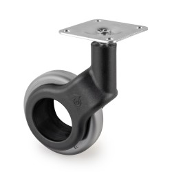 Kit roulettes Hole 2 avec plétine de montage, Ø 60, Plastique gris, Acier et Plastique, 1 ut. 