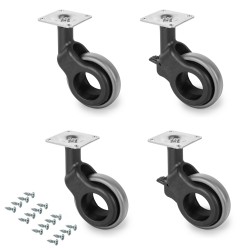 Kit roulettes Hole 2 avec plétine de montage, Ø 60, Plastique gris, Acier et Plastique, 1 ut. 