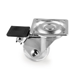 Kit roulettes Slip 3 transparentes avec plétine de montage, Ø 35, Acier et Plastique, 1 kit 