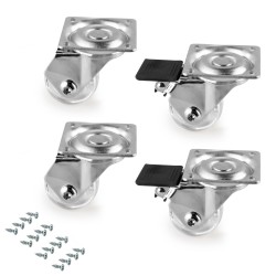 Kit roulettes Slip 3 transparentes avec plétine de montage, Ø 35, Acier et Plastique, 1 kit 