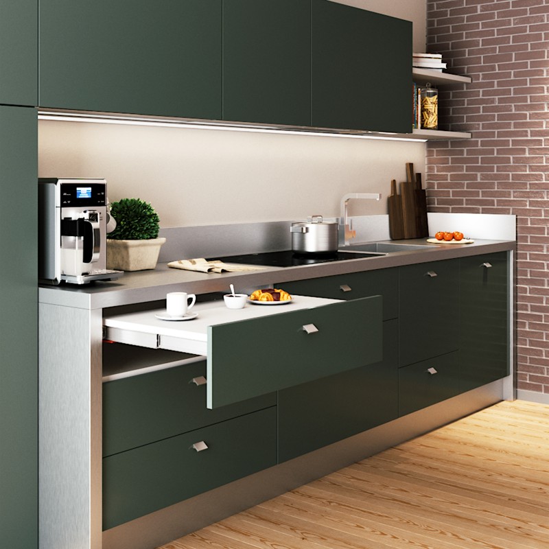 Coulisses pour table à rallonge Shot, Inox brossé , Aluminium, 1 ut. 