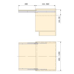 Coulisses pour table à rallonge Shot, Inox brossé , Aluminium, 1 ut. 