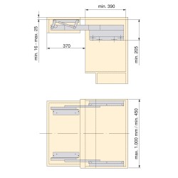 Coulisses pour table à rallonge et relevable Oplà Folding+39, Inox brossé , Aluminium 