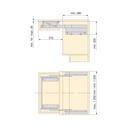 Coulisses pour table à rallonge et relevable Oplà Folding+39 M120, Inox brossé , Aluminium 