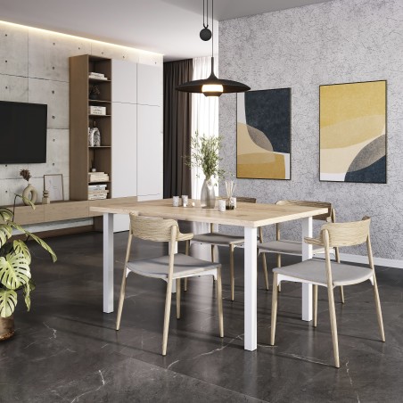 Pieds carrés pour table, 50x50mm, Peint en blanc, Acier, 4 u 