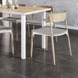 Pieds carrés pour table, 50x50mm, Peint en blanc, Acier, 4 u 