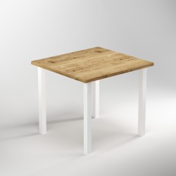 Pieds carrés pour table, 50x50mm, Peint en blanc, Acier, 4 u 